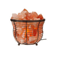 Himalayan Glow Round Style Basket Salt Lamp with Pink Salt Chunks, Night Light with (ETL Certified) Brightness Control Dimmer Switch & Himalayan Salt Lamp Bulb | 8-10 Lbs