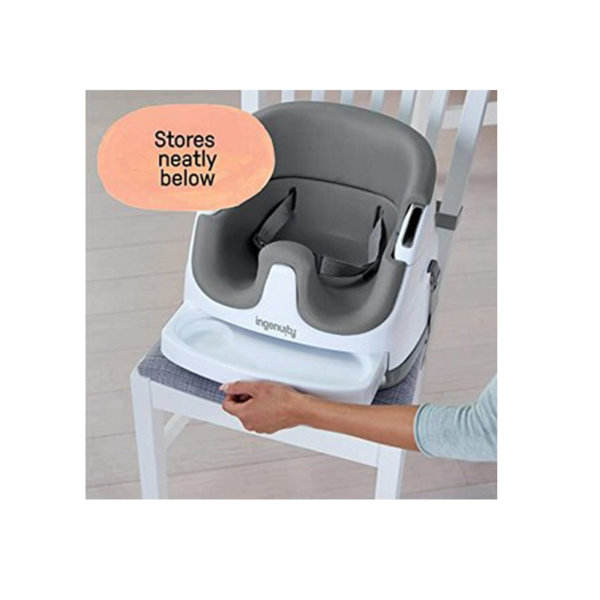 Ingenuity Baby Base 2-in-1 Seat - Slate - Booster Feeding Seat Stores neatly below