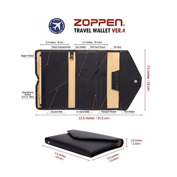 Zoppen Mulit-Purpose Travel Passport Wallet (Ver