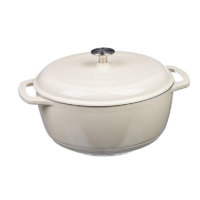 Amazon Basics Enameled Cast Iron Covered Dutch Oven, 7.3-Quart, White