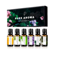 Essential oils by PURE AROMA 100% Pure Therapeutic Grade Oils kit- Top 6 Aromatherapy Oils Gift Set-6 Pack, 10ML(Eucalyptus, Lavender, Lemon grass, Orange, Peppermint, Tea Tree)