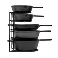 Heavy Duty Pan Organizer, 5 Tier Rack – Holds up to 50 LB – Holds Cast Iron Skillets, Griddles and Shallow Pots – Durable Steel Construction – Space Saving Kitchen Storage – No Assembly Required – Black 12.2-Inch