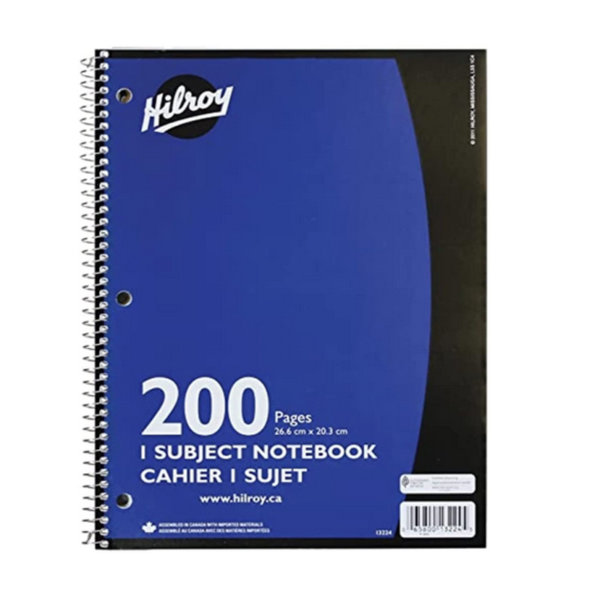 Hilroy Coil 1-subject Wide Ruled Notebook Blue