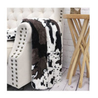 Home Soft Things Cow Print Blanket Throws Animal Black White Brown Throw for Chair Bedroom Living Room Sofa Couch Bed Outdoor Double Sided Faux Fur Fleece Soft Cozy Throw Blanket, 50″ x 60″