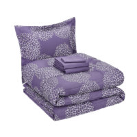 Amazon Basics 5-Piece Lightweight Microfiber Bed-In-A-Bag Comforter Bedding Set – Twin/Twin XL, Purple Floral