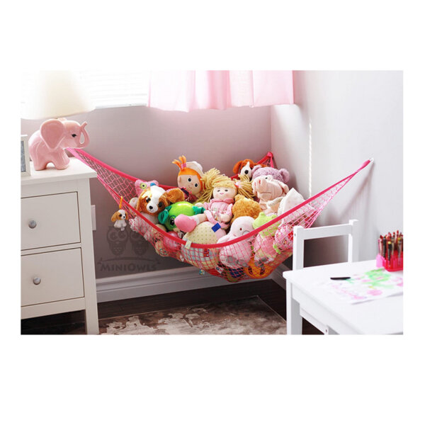 MiniOwls Toy Storage Hammock Organizer for Stuffed Animals Display Children’s Plushies