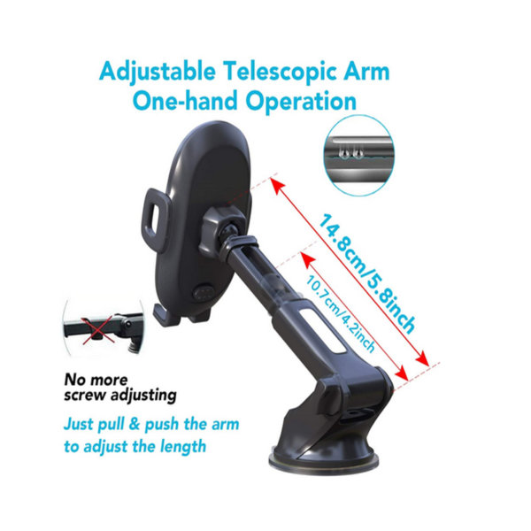 Phone Holder for Car Adjustable Telescopic Arm