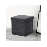 Seville Classics Foldable Storage Ottoman, Charcoal Gray