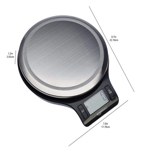 Amazon Basics Stainless Steel Digital Kitchen Scale with LCD Display, Batteries Included Size