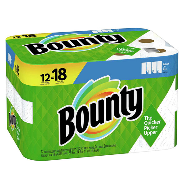 Bounty Select-A-Size Paper Towels, White, 12 Single Plus Rolls = 18 Regular Rolls