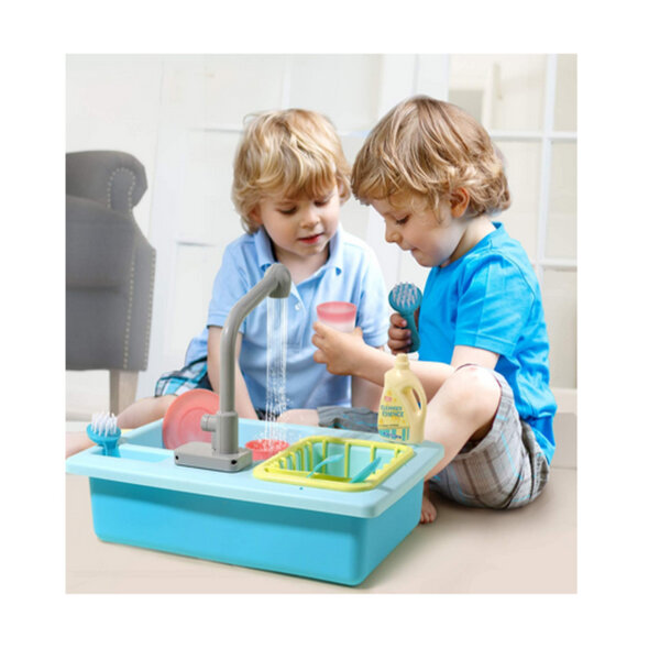 CUTE STONE Color Changing Play Kitchen Sink Toys, Children Heat Sensitive Electric Dishwasher Playing Toy