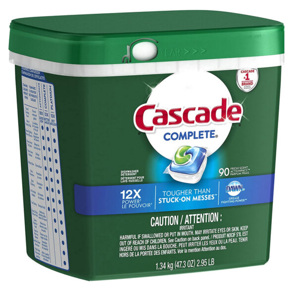 Cascade Dishwasher Detergent Pods, Complete Actionpacs Dishwasher Pods, 90 Count