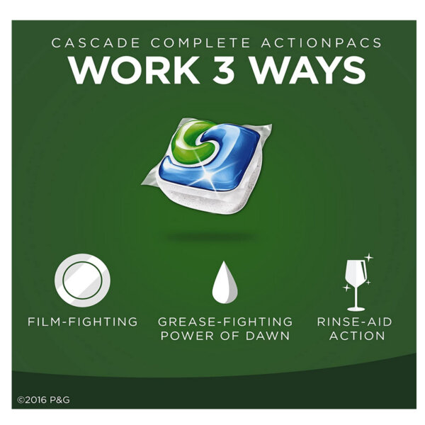 Cascade Dishwasher Detergent Pods work on 3 ways