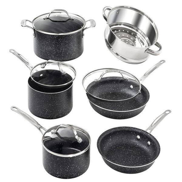 GRANITESTONE 10 Piece Cookware Set, Scratch-Proof, Nonstick Granite-Coated, PFOA-Free As Seen On TV