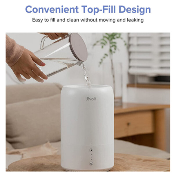 Levoit Humidifier for Bedroom White Convenient top fill design