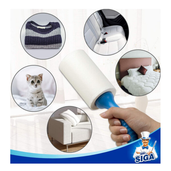 MR.SIGA Extra Sticky Lint Roller Pet Hair Remover with Easy Tear Sheets