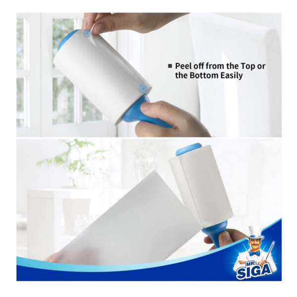 MR.SIGA Extra Sticky Lint Roller Pet Hair Remover with Easy Tear Sheets, Blue