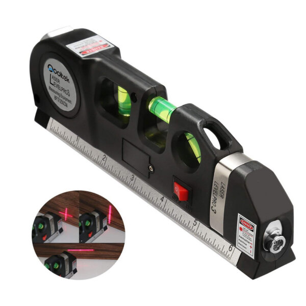 Qooltek Multipurpose Laser Level Horizon 8ft+ Measure Tape Ruler Adjusted