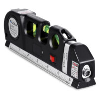 Qooltek Multipurpose Laser Level Horizon Horizontal Vertical Line 8ft+ Measure Tape Ruler Adjusted Standard and Metric Rulers