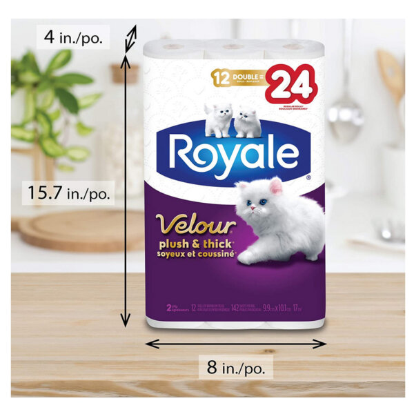 Royale Velour, Plush & Thick Toilet Paper Size with inches