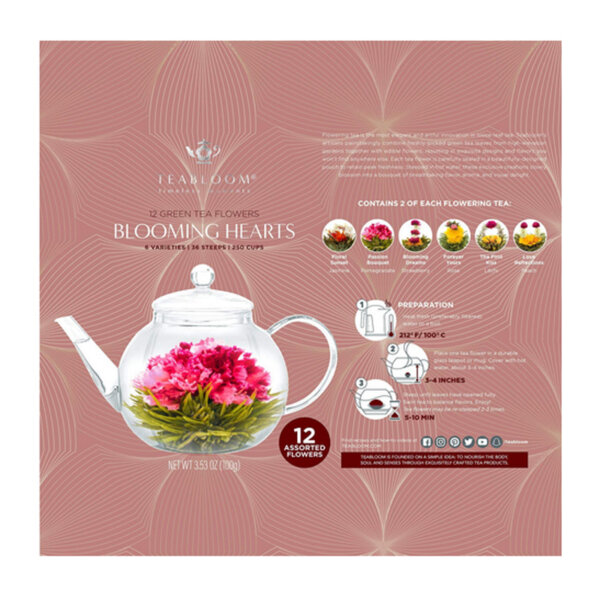 Teabloom Holiday Flowering Teas – 12 Assorted Blooming Tea Flowers-Blooming hearts