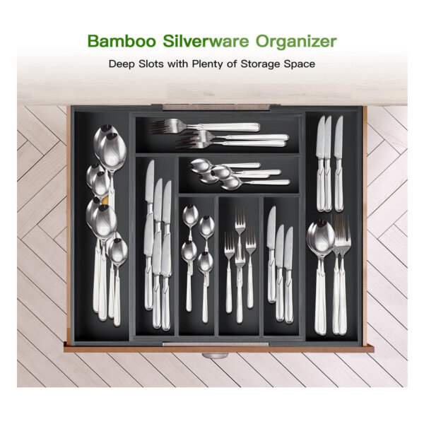 Bamboo Expandable Drawer Organizer for Utensils Holder Bamboo silverware organizer