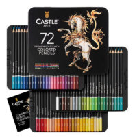Castle Art Supplies 72 Coloring Pencils Set | Premium Quality Soft Core Colored Leads for Adult Artists, Professionals and Colorists | Protected and Organised in Presentation Tin Box