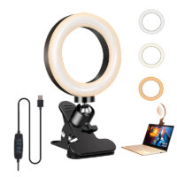 Video Conference Lighting Kit, 4.5” Computer Ring Light Laptop with Stand & Clip, Desktop Ring Light for Video Conference/Online Video Call/Make up/Video Recording/Webcam/Live Streaming