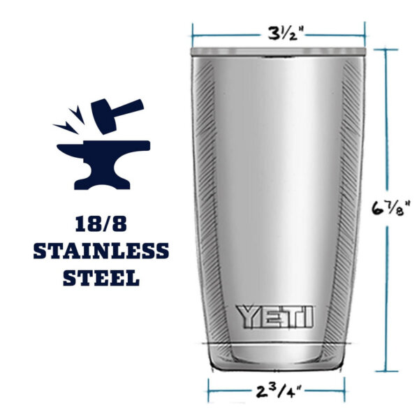 YETI Rambler 20 oz Stainless Steel Vacuum Insulated Tumbler Size