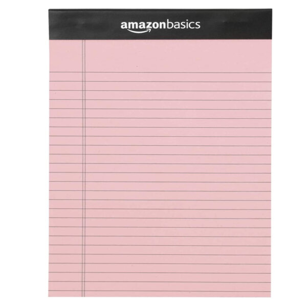 Amazon Basics Narrow Ruled 5 x 8-Inch Lined Writing Note Pads - 6-Pack (50-sheet Pads), Pink, Assorted Colors