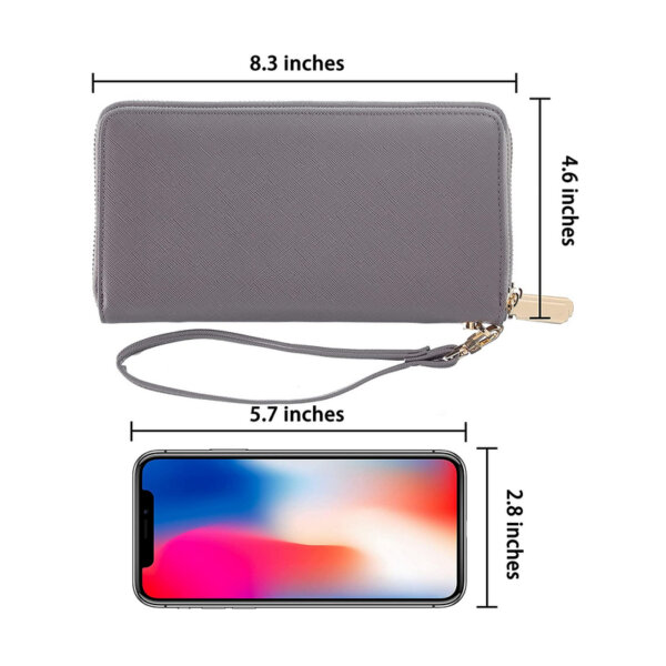 Chelmon Large Capacity Womens Wallet Leather RFID Blocking Purse Credit Card Clutch(CH Grey) Size