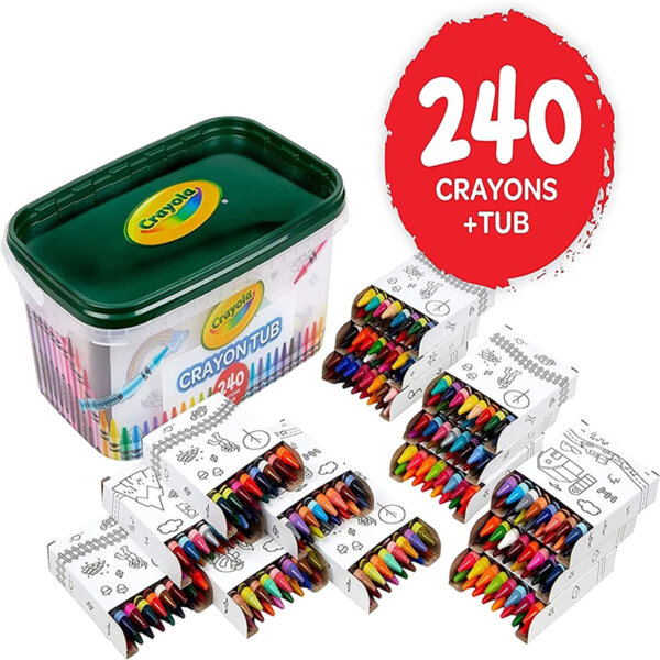 Crayola 240 Crayons, Bulk Crayon Set tub