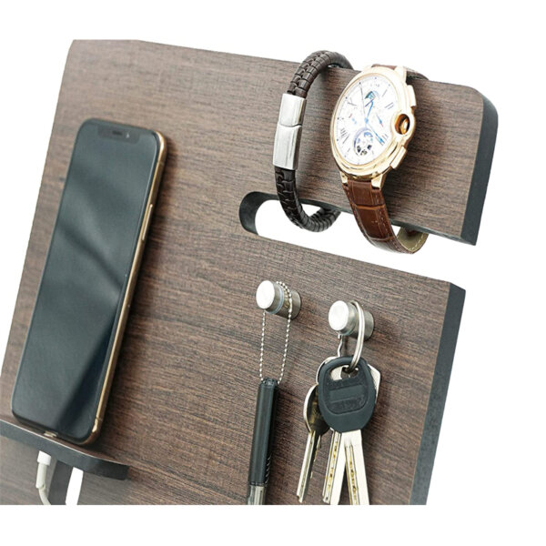 Gift for men, Wooden Desk and Nightstand Organizer, Phone Docking Station, Key, Wallet Stand, Watch Organizer, Men Gift, Graduation