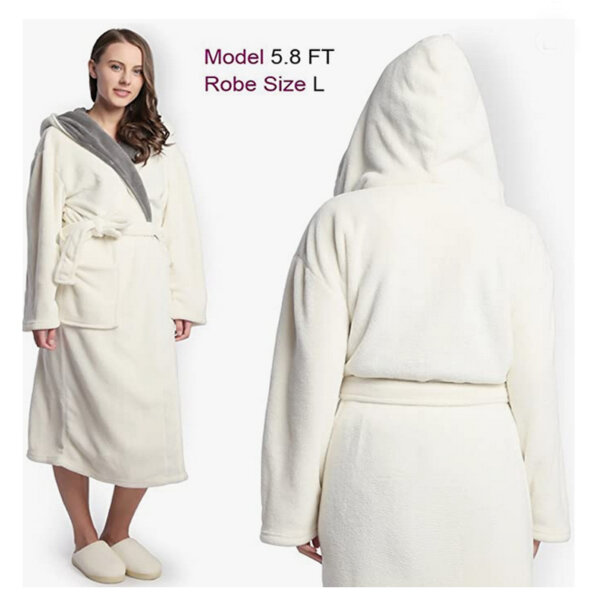 Hooded Women's Soft Spa Long Kimono Bathrobe with Shawl Collar