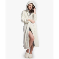 Hooded Women’s Soft Spa Long Kimono Bathrobe with Shawl Collar for Comfy Sleepwear