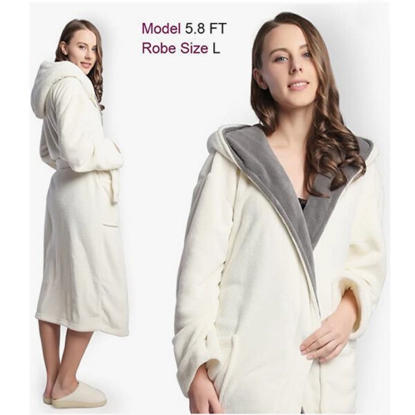 Hooded Women's Soft Spa Long Kimono Bathrobe with Shawl Collar for Comfy Sleepwear with size