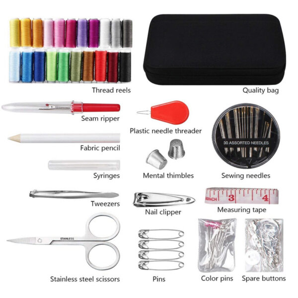 JUNING Sewing Kit with Case, 130 pcs Sewing Supplies for Home Travel and Emergency kids machine