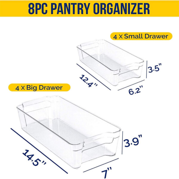 KICHLY Pantry Organizer - Include 8 Organizer Large & Small Drawers