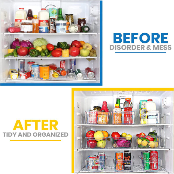 KICHLY Pantry Organizer - Include 8 Organizer Large & Small Drawers Stackable Fridge Organizers for Freezer, Kitchen, Countertops, Cabinets