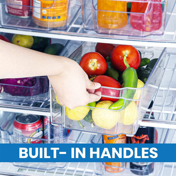 KICHLY Pantry Organizer - Include 8 Organizer Large & Small Drawers Stackable Fridge Organizers for Freezer, Kitchen, Countertops, Cabinets Pack of 8