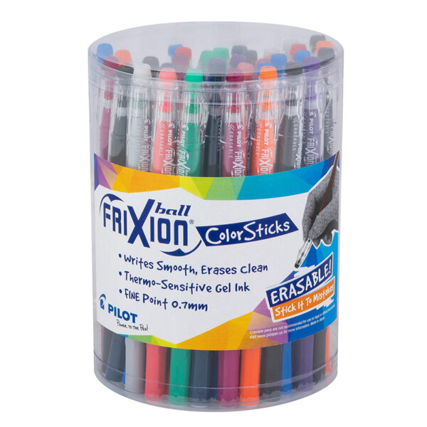 PILOT FriXion Color Sticks Erasable Gel Pens, Tub with lid of 36 Pack 10 Assorted Colors 5805