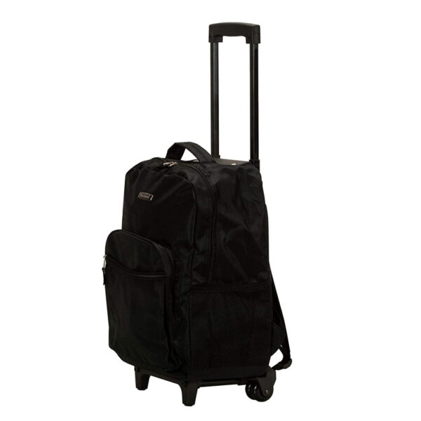 Rockland Luggage Rolling Backpack, Black, 17-Inch