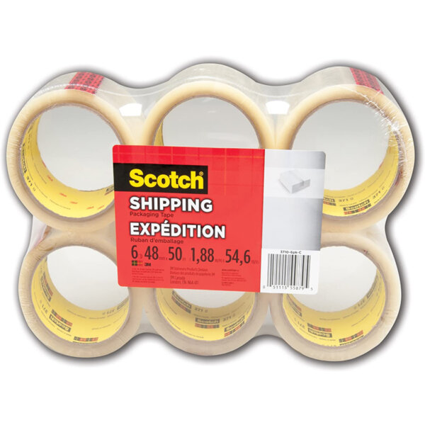 Scotch Packing Tape, 1.88 50m, 6 Rolls Shipping Tape