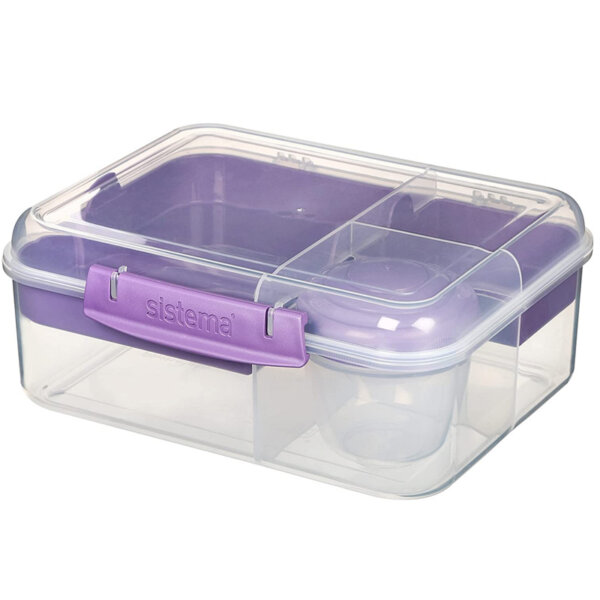 Sistema To Go Collection Bento Box Plastic Lunch and Food Storage Container purple