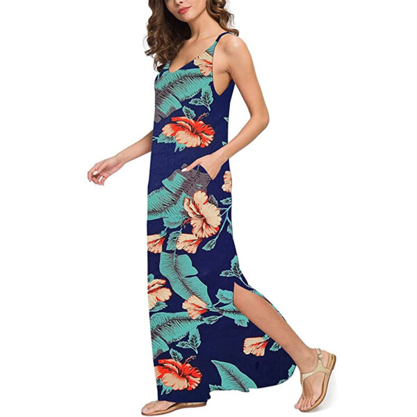 Zilcremo Women Summer Casual Dress Floral Loose Boho Dresses Cami Maxi Dresses