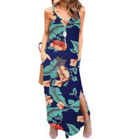 Zilcremo Women Summer Casual Dress Floral Loose Boho Dresses Cami Maxi Dresses with Pockets