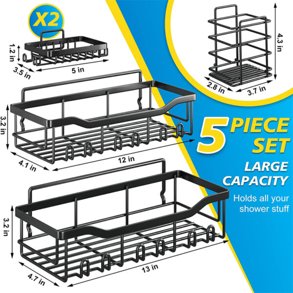 Adhesive Shower Caddy 5-Pack Shower Shelves 5 piece set