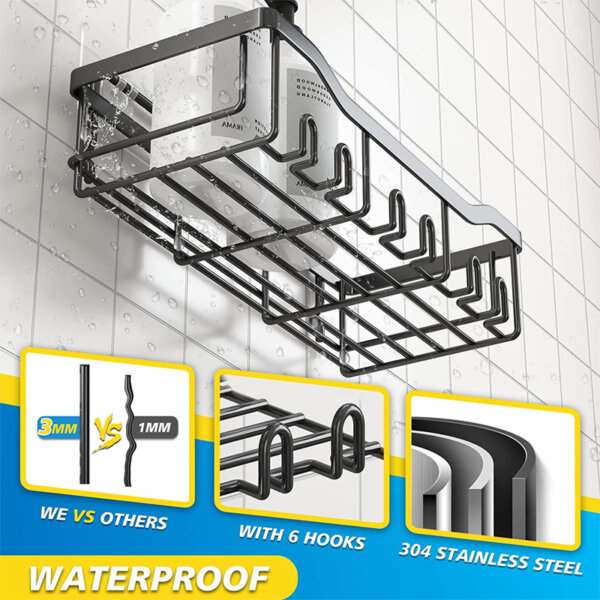 Adhesive Shower Caddy 5-Pack Shower Shelves Waterproof