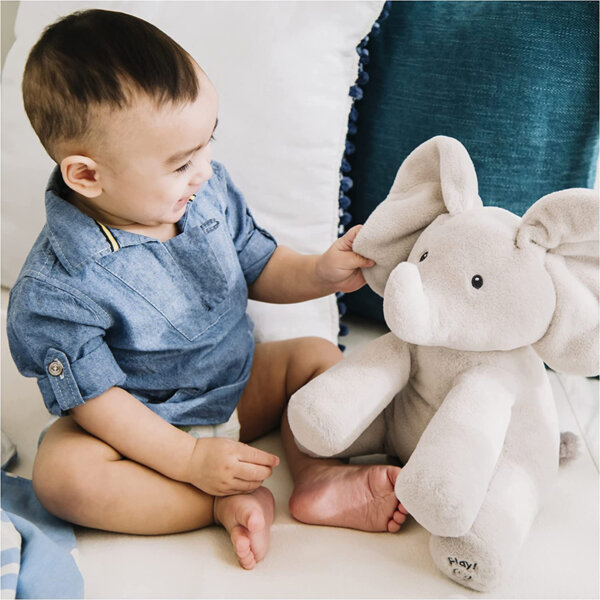 Baby GUND Animated Flappy The Elephant Stuffed Animal Baby Toy Plush for Baby Boys and Girls, Gray, 12