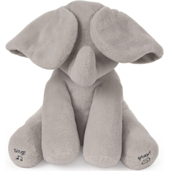 Baby GUND Animated Flappy The Elephant Stuffed Animal Baby Toy Plush for Baby Boys and Girls, Gray, 12 Song Styles May Vary